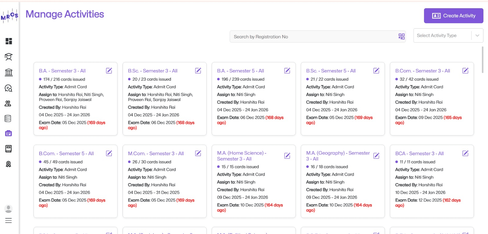IMROS principal dashboard