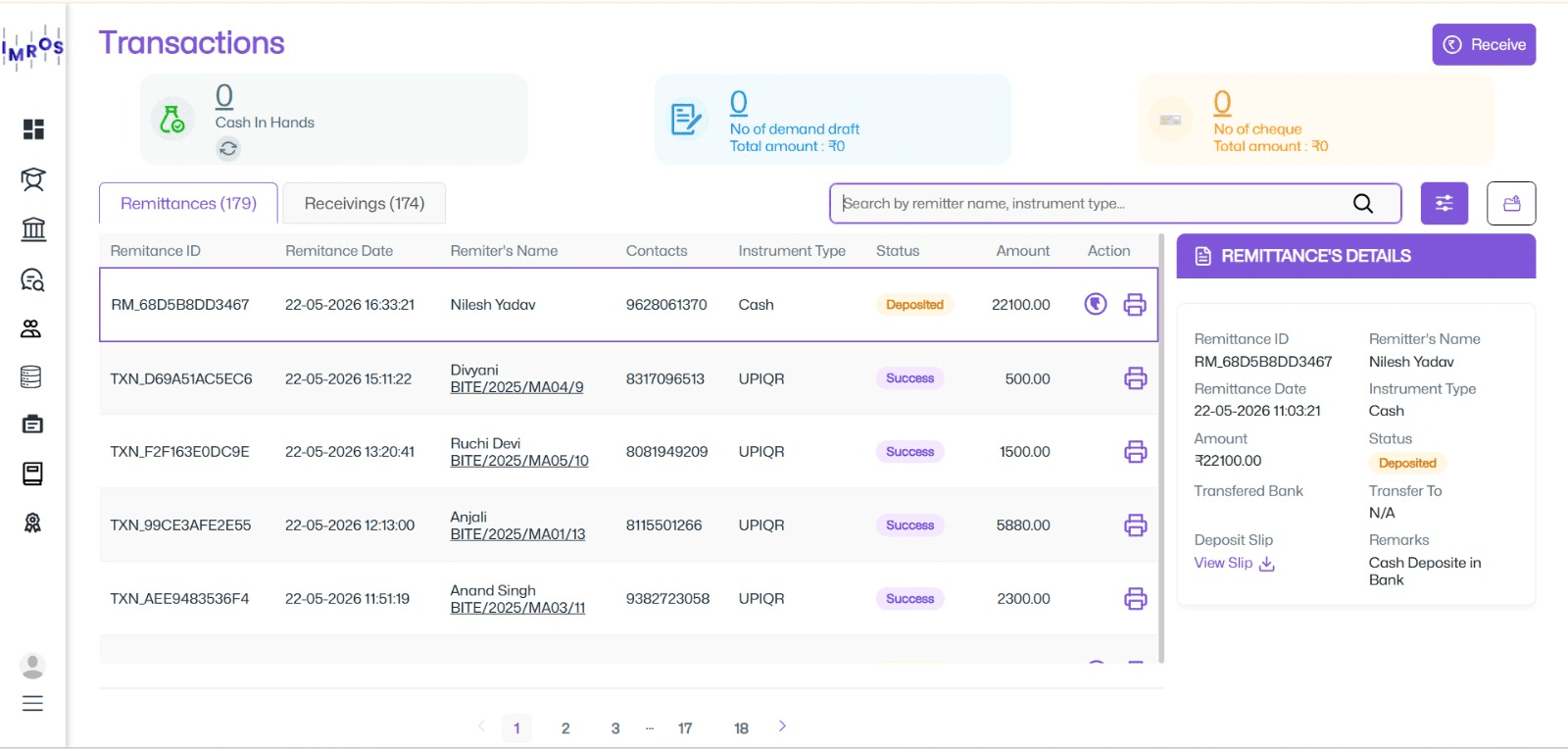 IMROS admissions pipeline