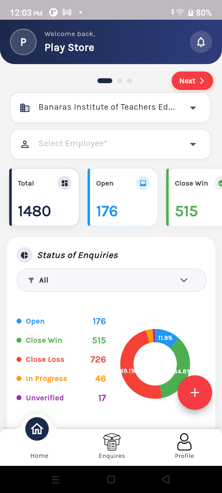 IMROS mobile — student home