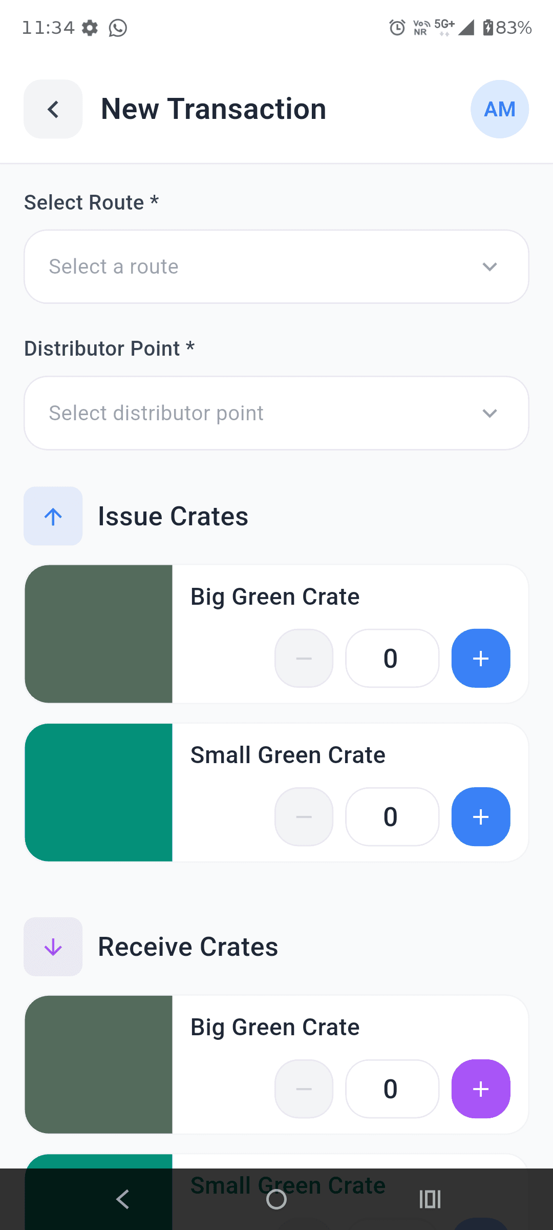 Cash & Crate mobile — OTP deposit