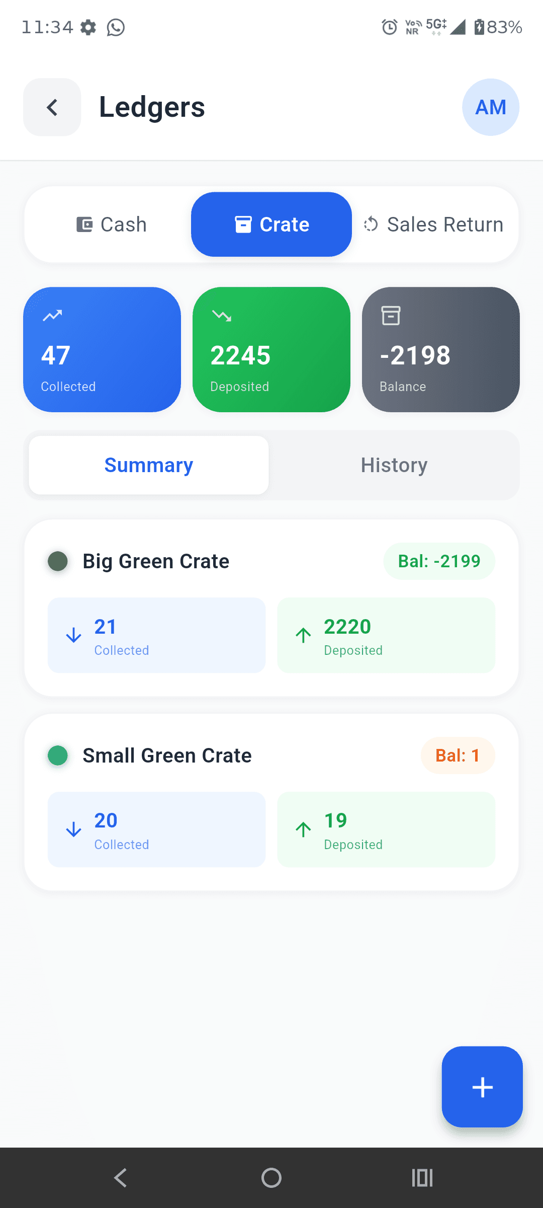 Cash & Crate mobile — sales return